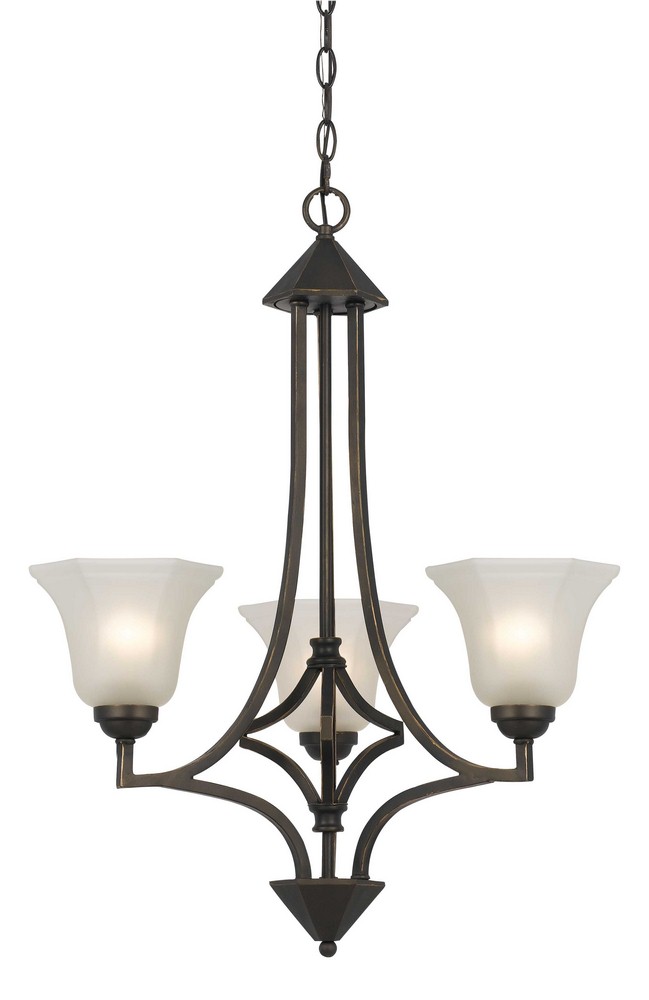 Cal Lighting-FX-3551/3-Westbrook-Three Light Chandelier-24.25 Inches Wide by 30.5 Inches High Dark Bronze Finish with Frosted Glass