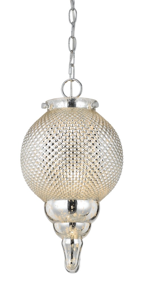 Cal Lighting-FX-3572/1P-Teardrop-One Light Globe Pendant-9 Inches Wide by 16.5 Inches High Polished Nickel Finish with Frosted Glass
