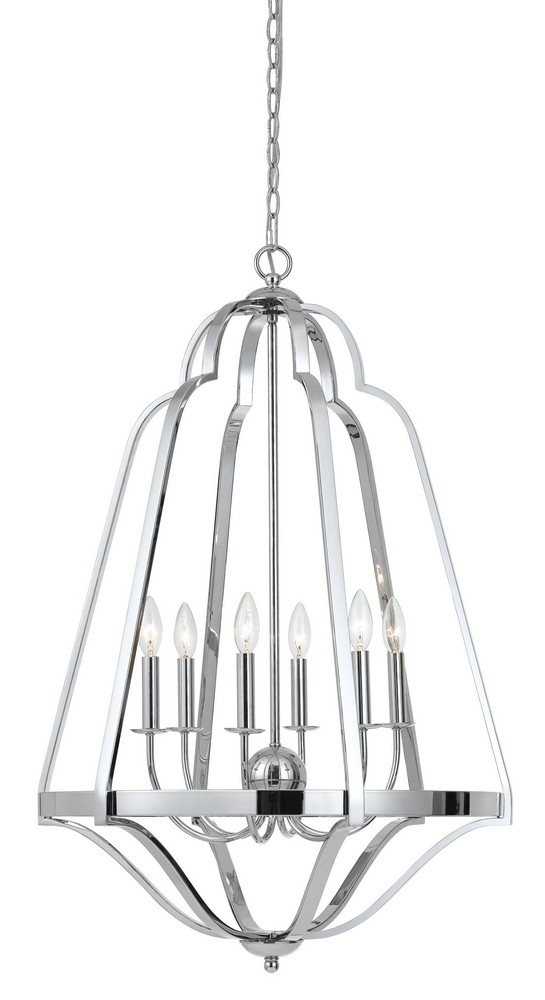 Cal Lighting-FX-3606-6-Melrose-Six Light Chandelier in Modern Style-24 Inches Wide by 37.5 Inches High   Chrome Finish