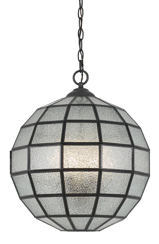 Cal Lighting-FX-3607-1P-Diego-Three Light Pendant-5 Inches Wide by 16 Inches High   Black Finish with Clear Seeded Glass