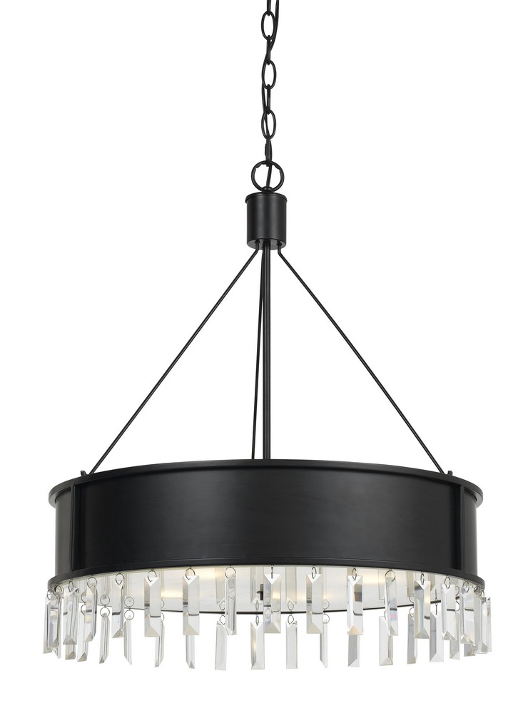 Cal Lighting-FX-3611-4-Roby-Four Light Chandelier-25 Inches Wide by 28 Inches High   Iron Finish with Clear Crystal