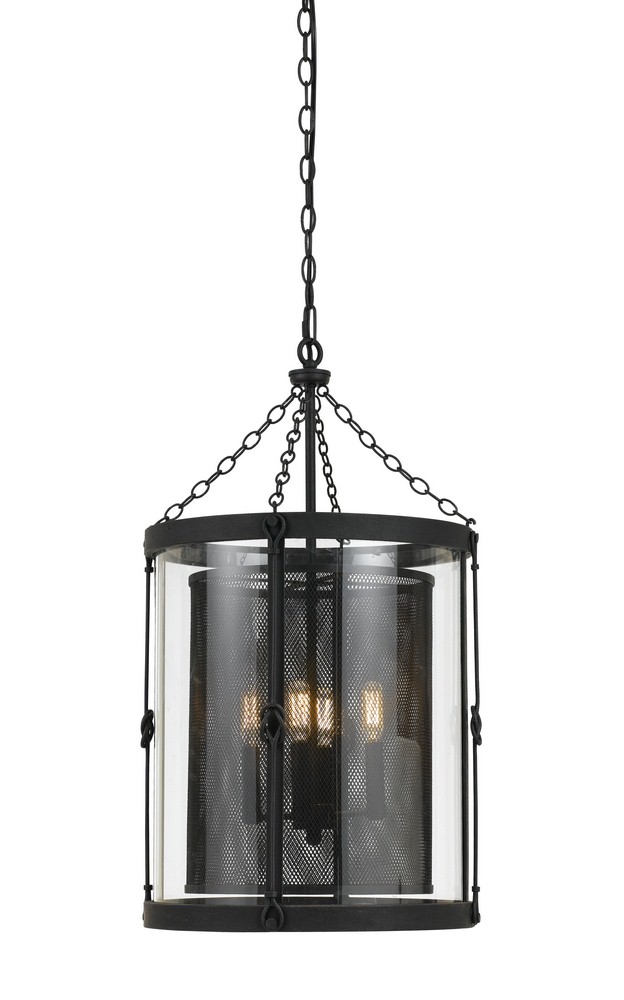 Cal Lighting-FX-3617-4-Westchester-Four Light Chandelier in Transitional Style-16.25 Inches Wide by 28.5 Inches High   Blacksmith Finish with Clear Glass