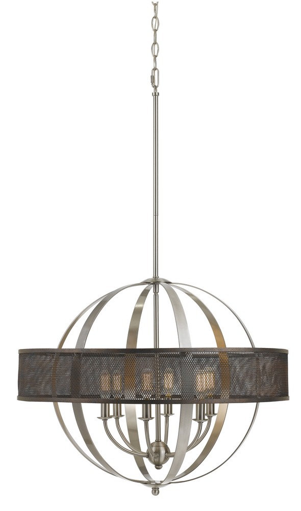 Cal Lighting-FX-3622-6-Willow-Six Light Chandelier in Transitional Style-26.25 Inches Wide by 58 Inches High   Brushed Steel Finish