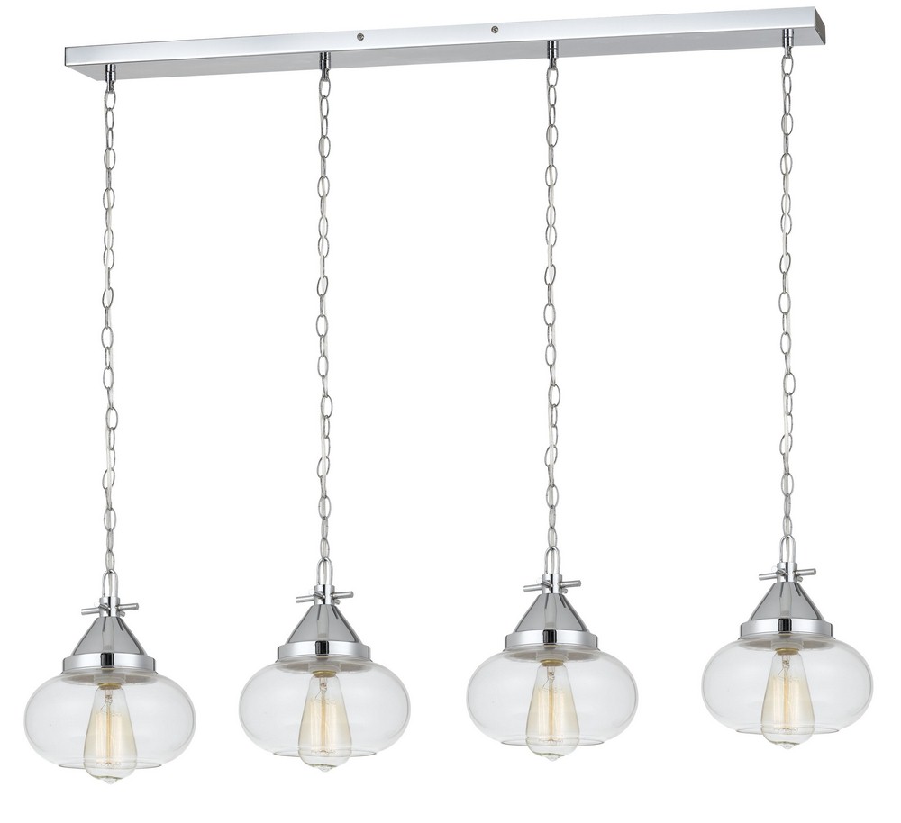 Cal Lighting-FX-3624-4P-Maywood-Four Light Pendant in Modern Style-44 Inches Wide by 9 Inches High   Chrome Finish with Clear Glass