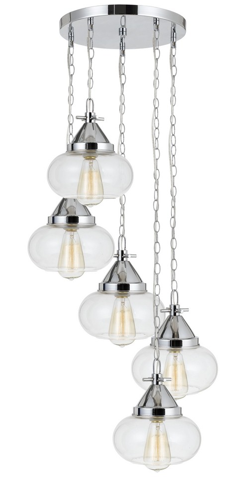 Cal Lighting-FX-3624-5P-Maywood-Five Light Chandelier in Modern Style-19 Inches Wide by 9 Inches High Chrome Finish with Clear Glass