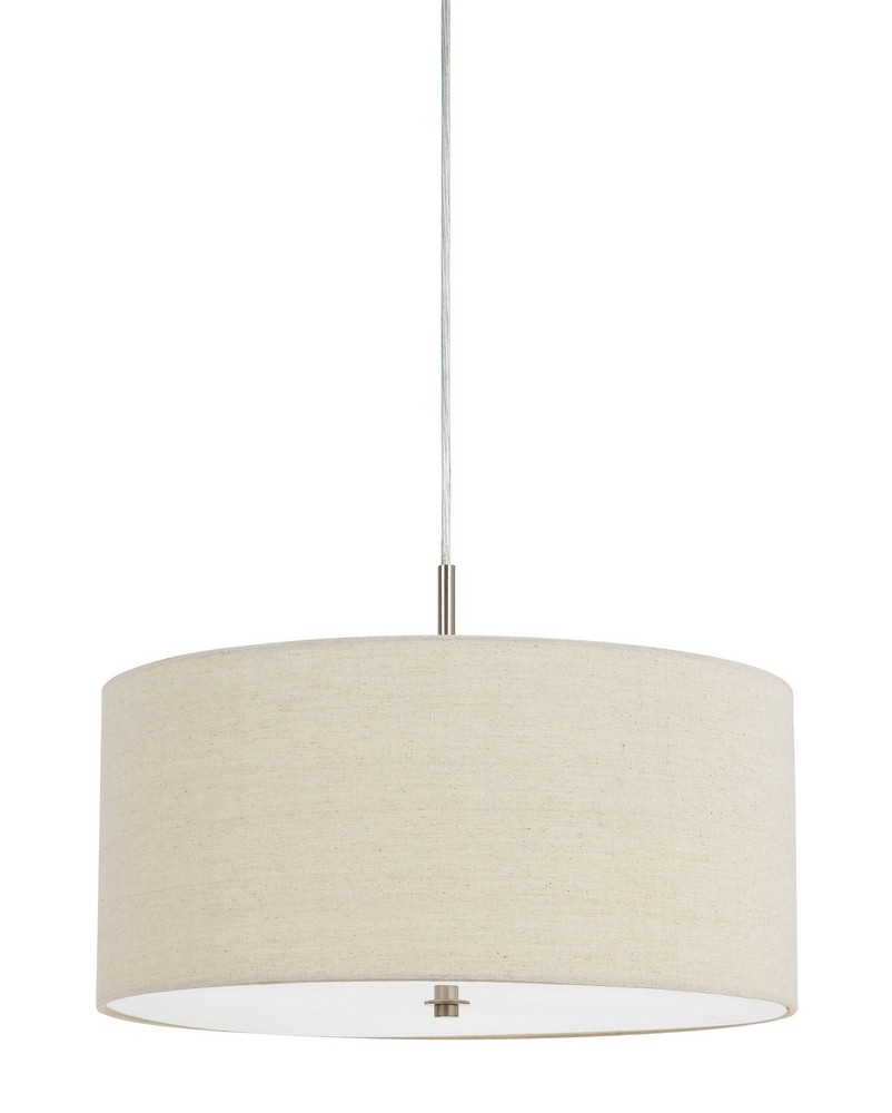 Cal Lighting-FX-3628-1P-Addison-Three Light Pendant in Casual Style-18 Inches Wide by 11.5 Inches High Chrome Off-White Chrome Finish with Off White Fabric Shade
