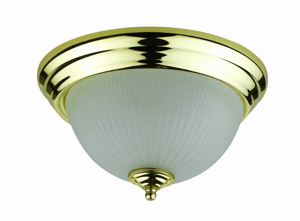 Cal Lighting-LA-180L-PB-Elizabethe-Two Light Large Flush Mount-13 Inches Wide by 7 Inches High Polished Brass White Finish