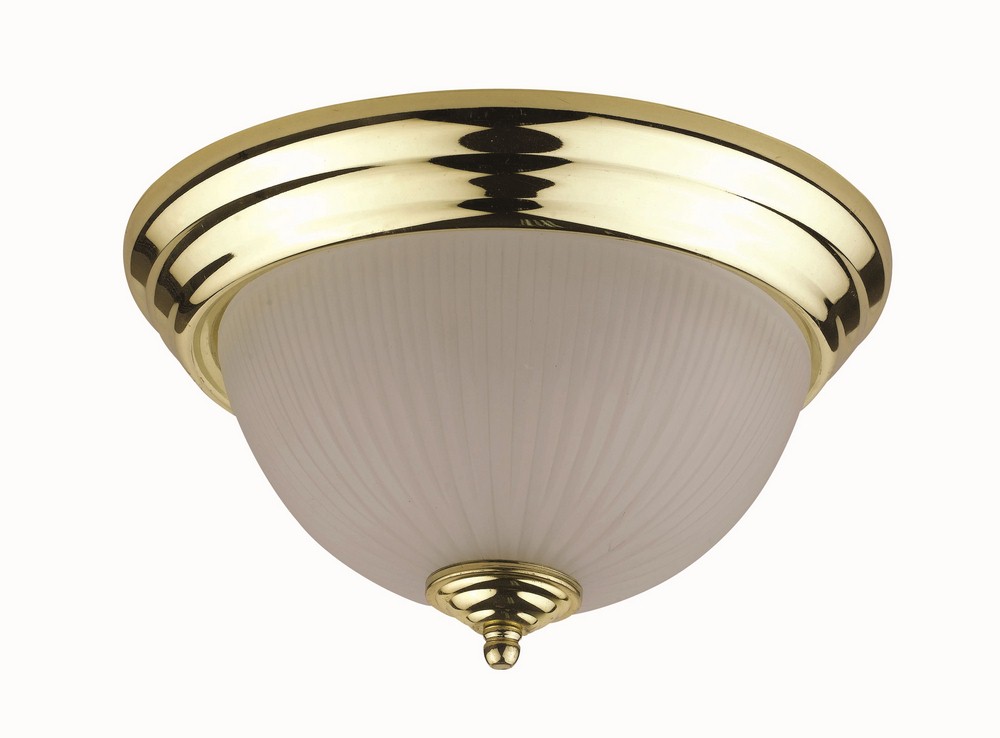 Cal Lighting-LA-180S-PB-Elizabethe-Two Light Small Flush Mount-11 Inches Wide by 6 Inches High Polished Brass White Finish
