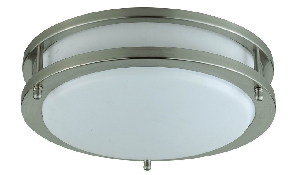 Cal Lighting-LA-182S-One Light Flush Mount-10 Inches Wide by 3 Inches High   Brushed Steel Finish with Alabaster Glass