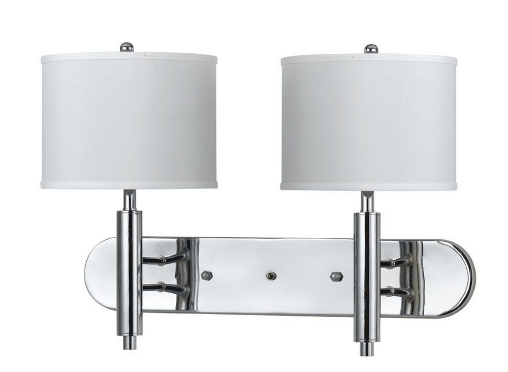 Cal Lighting-LA-2004W2L-1CH-Two Light Wall Lamp   Chrome Finish with White Shade