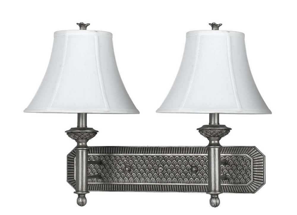 Cal Lighting-LA-60001W2L-2-Elizabethe-Two Light Fixed Arm Wall Sconce-15 Inches Wide by 11 Inches High Antique Silver Finish