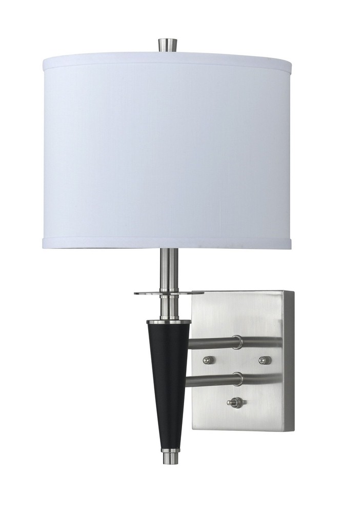 Cal Lighting-LA-8002WL-1BS-Elizabethe-One Light Wall Sconce-10 Inches Wide by 6 Inches High Brushed Steel/Black Finish