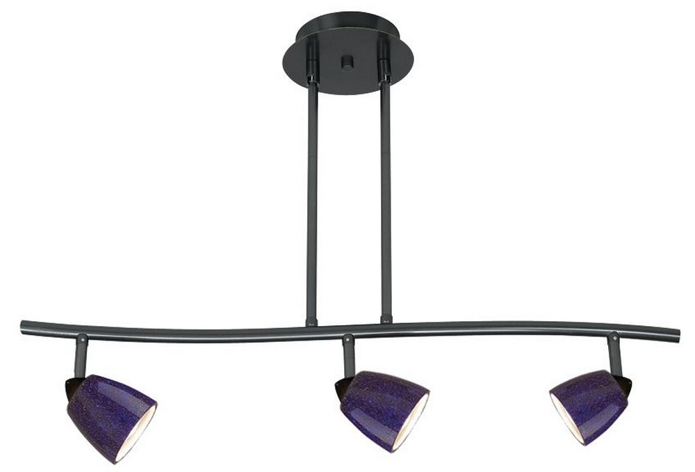 Cal Lighting-SL-954-3-DB/BLS-Serpentine-Three Light Track-26.75 Inches Wide with Blue Spot Glass  Dark Bronze Finish - 1011425 - Lighting Collection: Serpentine, Width/Diameter: 26.75, Len sku 1011425