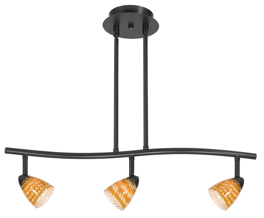 Cal Lighting-SL-954-3-DB/LAS-Serpentine-Three Light Track-26.75 Inches Wide with Layer Amber Scale Glass  Dark Bronze Finish