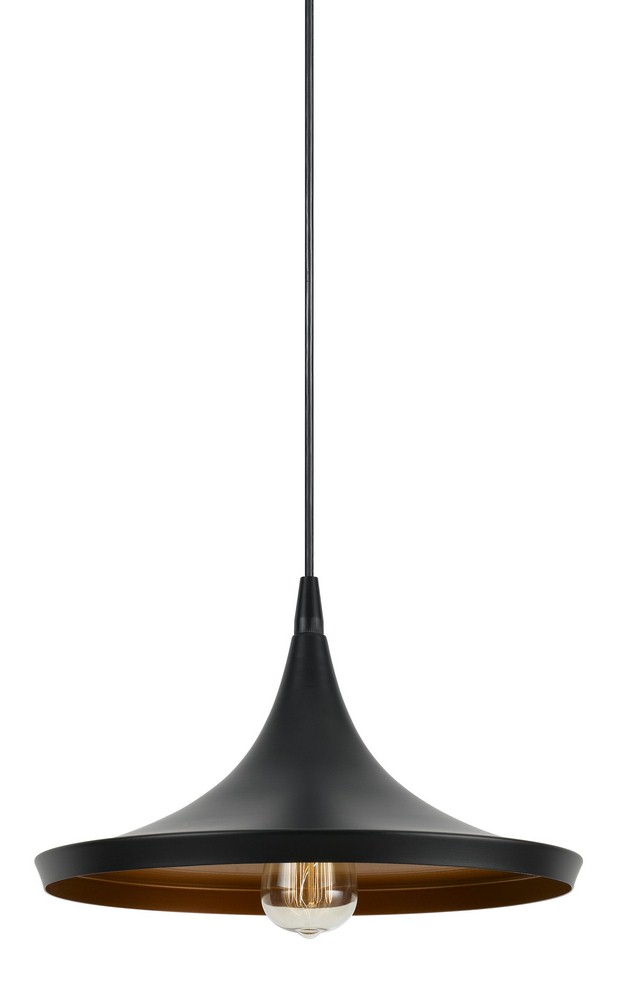 Cal Lighting-UP-3630-1P-Brook-One Light Mini Pendant in Transitional Style-14 Inches Wide by 8 Inches High   Satin Black Finish