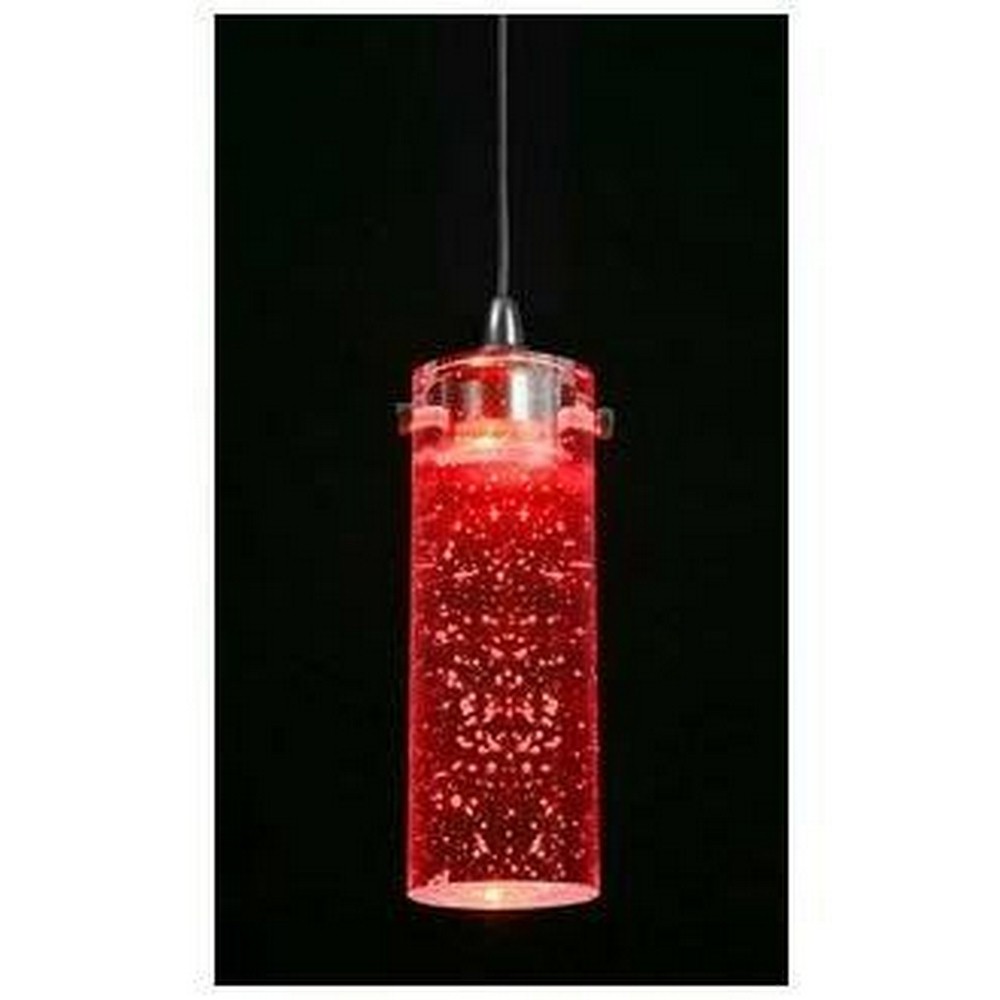 Cal Lighting-UPL-714/6-BS/RD-LED Pendant Brushed Steel Red Brushed Steel Finish with White Bulb