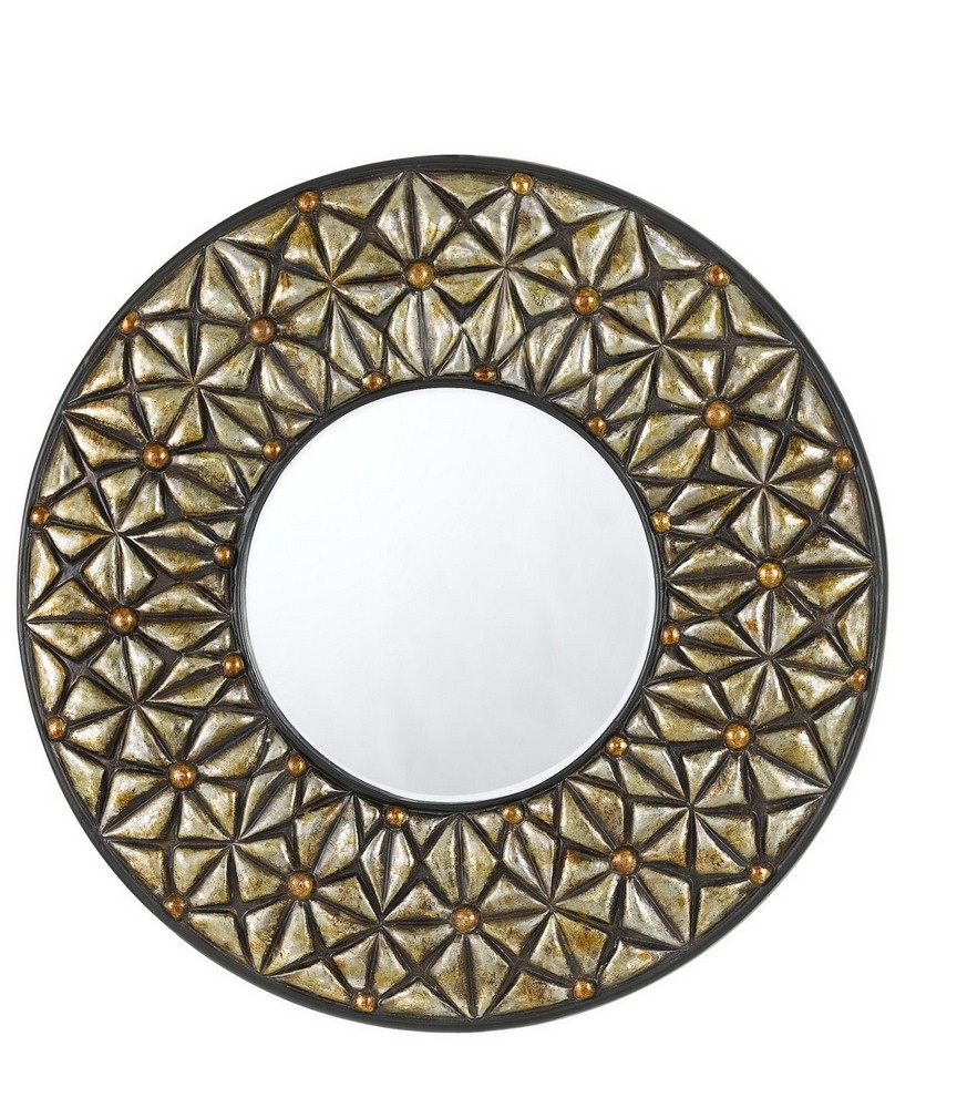 Cal Lighting-WA-2159MIR-Slano- Round Mirror-28 Inches Wide by 28 Inches High   Argent Finish with Beveled Glass