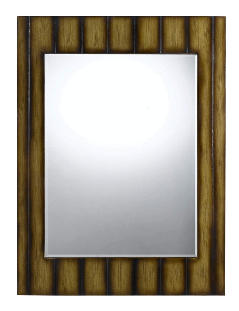 Cal Lighting-WA-2171MIR-Clovis- Rectangular Mirror-48 Inches Wide by 31 Inches High   Teak Finish with Beveled Glass