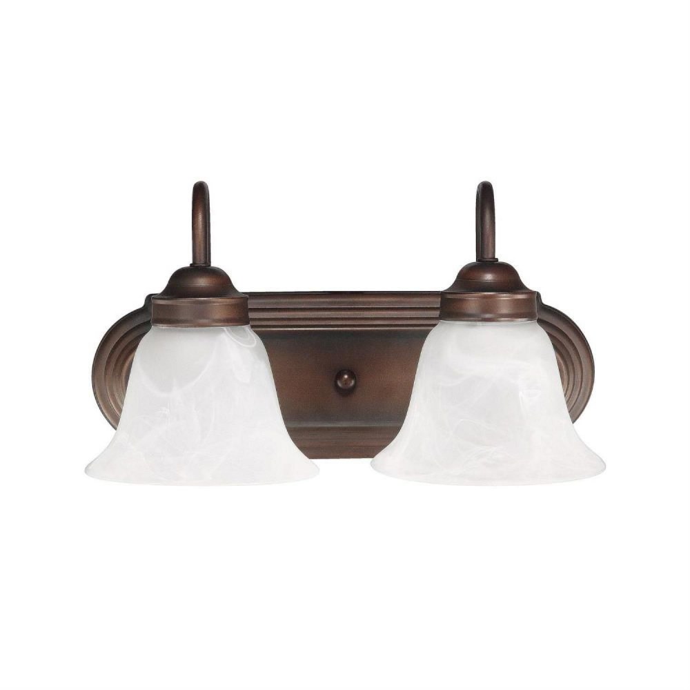 Capital Lighting-1032BB-118-2 Light Traditional Bath Vanity - in Traditional style - 14 high by 7.75 wide   Burnished Bronze Finish with White Faux Alabaster Glass