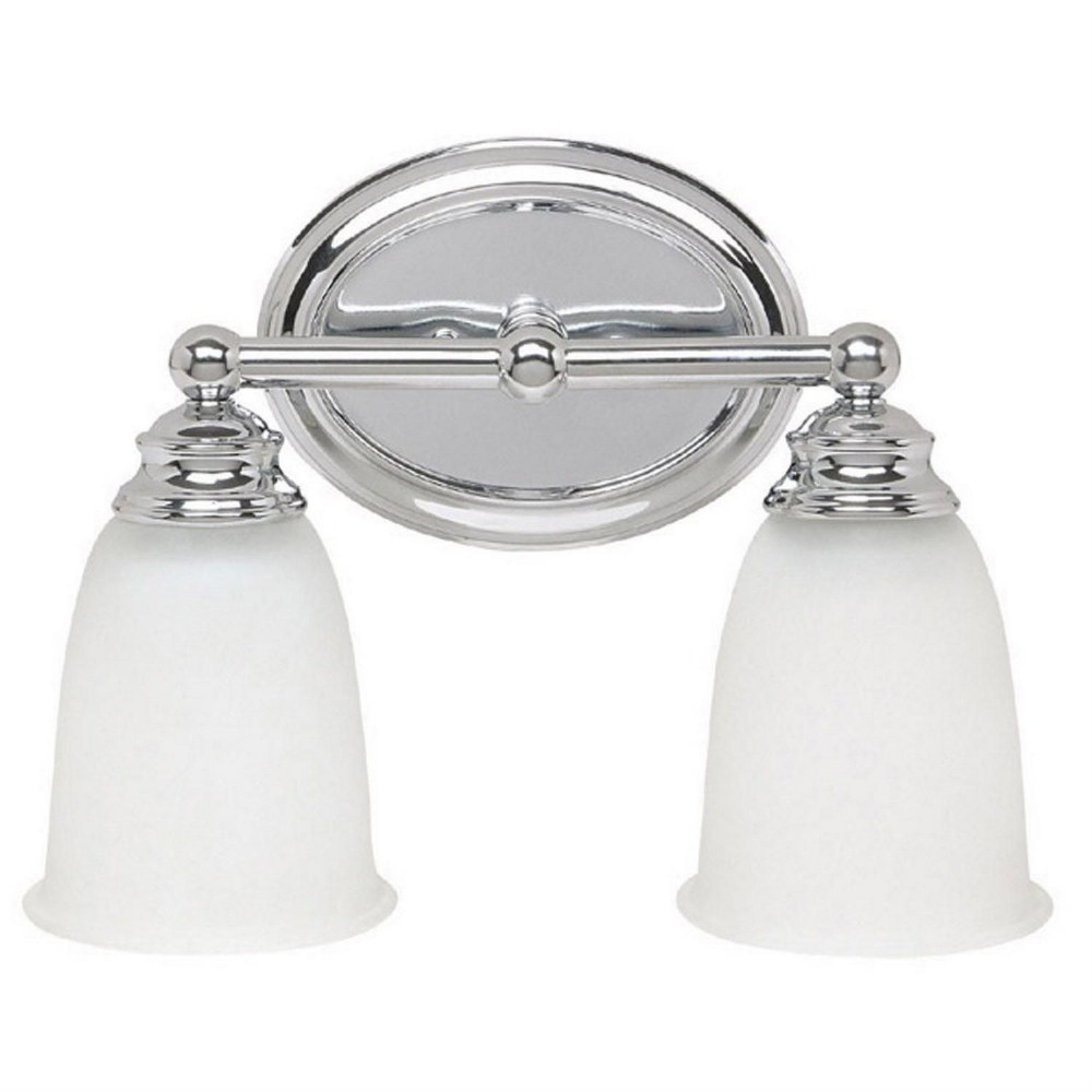 Capital Lighting-1082CH-132-2 Light Transitional Bath Vanity Approved for Damp Locations - in Transitional style - 12 high by 9.5 wide   Chrome Finish with Acid Washed Glass