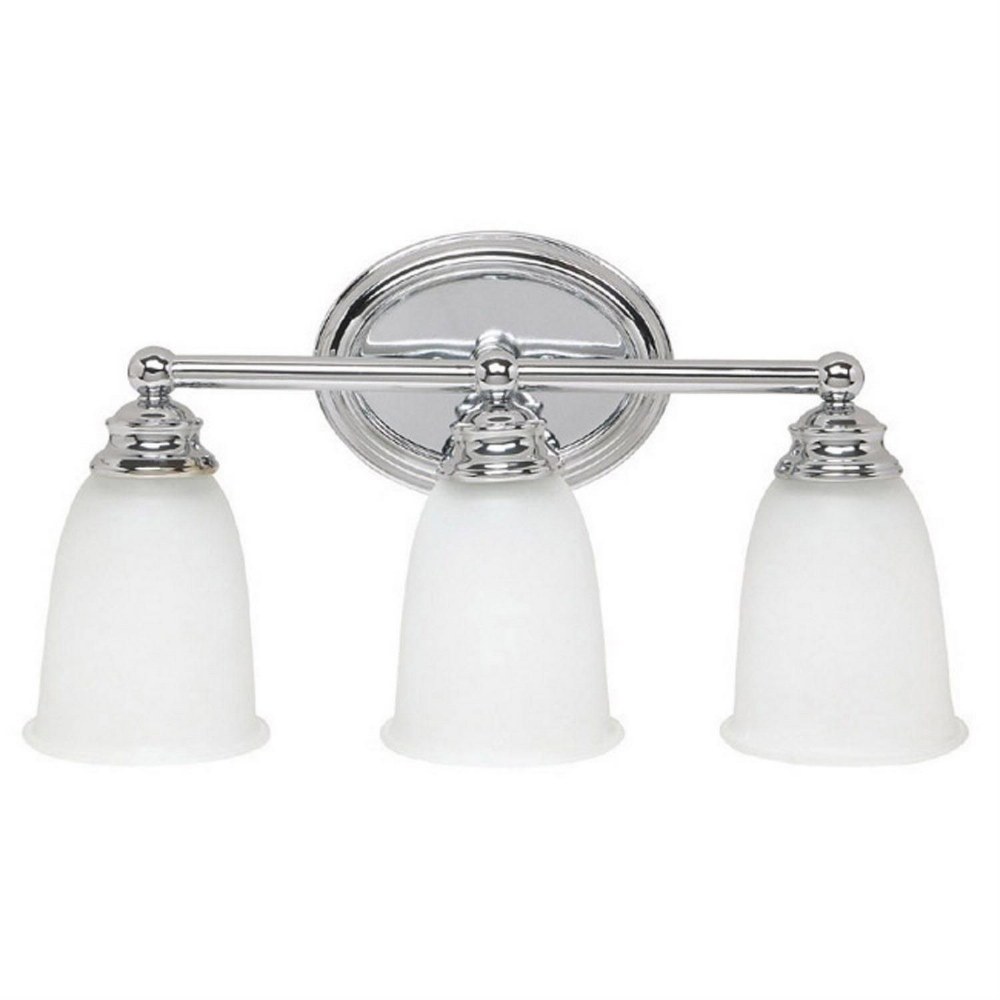 Capital Lighting-1083CH-132-3 Light Transitional Bath Vanity Approved for Damp Locations - in Transitional style - 16.75 high by 9.5 wide   Chrome Finish with Acid Washed Glass