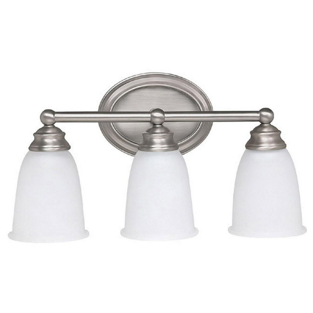 Capital Lighting-1083MN-132-3 Light Transitional Bath Vanity Approved for Damp Locations - in Transitional style - 16.75 high by 9.5 wide   Matte Nickel Finish with Acid Washed Glass