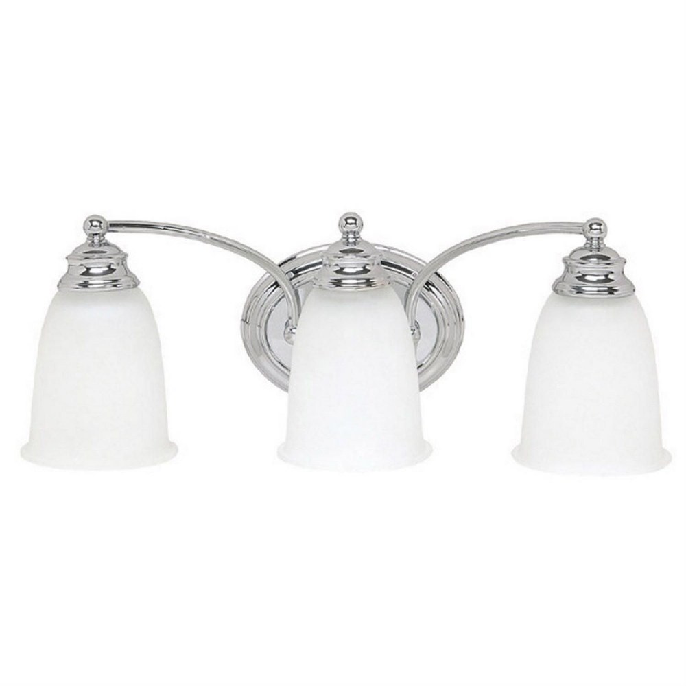 Capital Lighting-1088CH-132-3 Light Transitional Bath Vanity Approved for Damp Locations - in Transitional style - 19.5 high by 7.5 wide   Chrome Finish with Acid Washed Glass