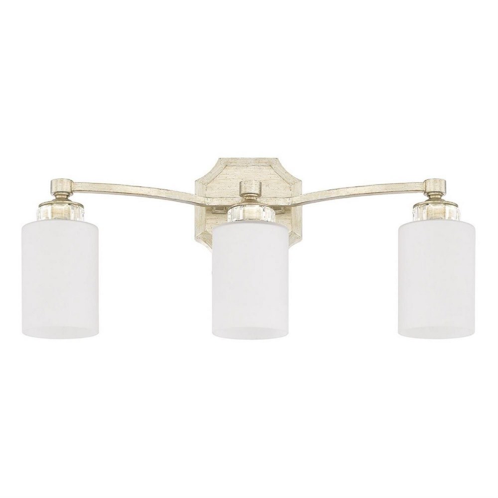 Capital Lighting-115031WG-375-Olivia 3 Light Transitional Bath Vanity Approved for Damp Locations   Winter Gold Finish with Soft White Glass with K9 Crystal