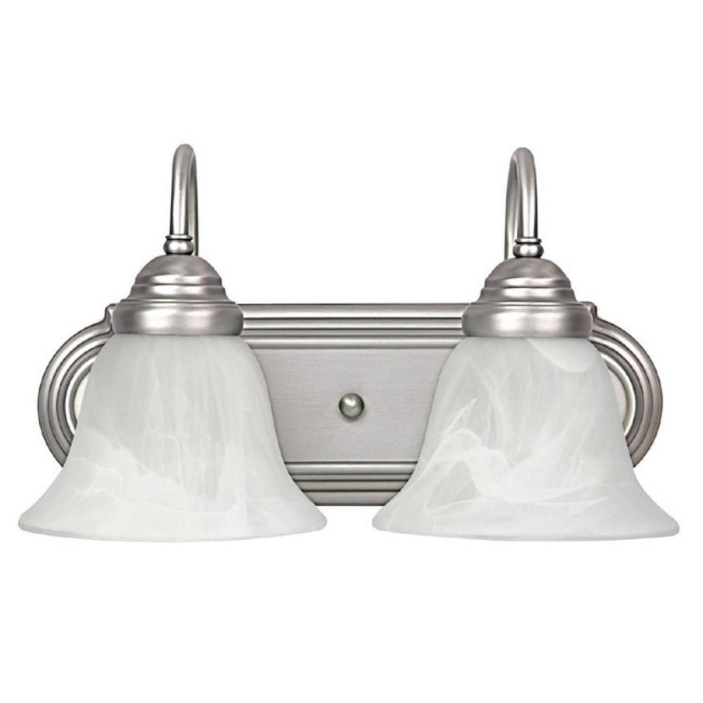 Capital Lighting-1162MN-118-2 Light Transitional Bath Vanity Approved for Damp Locations - in Transitional style - 14 high by 8 wide   Matte Nickel Finish with Faux White Alabaster Glass