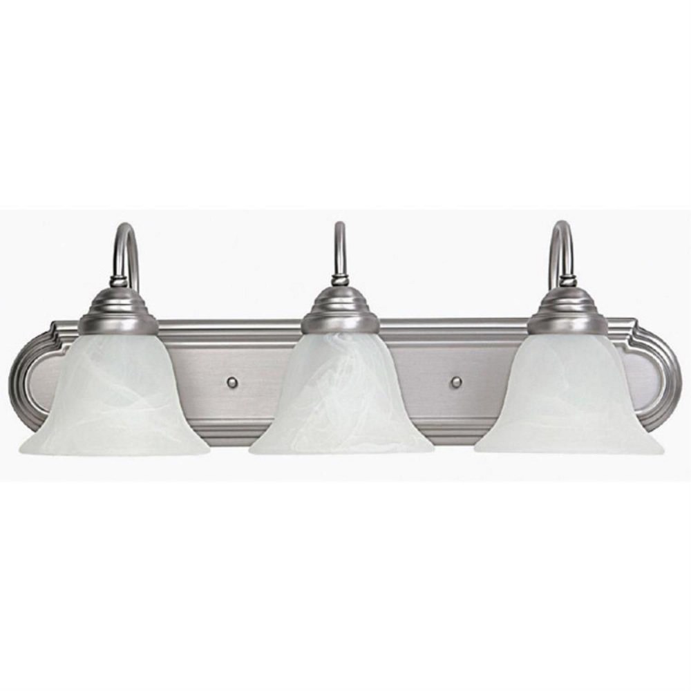 Capital Lighting-1163MN-118-3 Light Transitional Bath Vanity Approved for Damp Locations   Matte Nickel Finish with Faux White Alabaster Glass