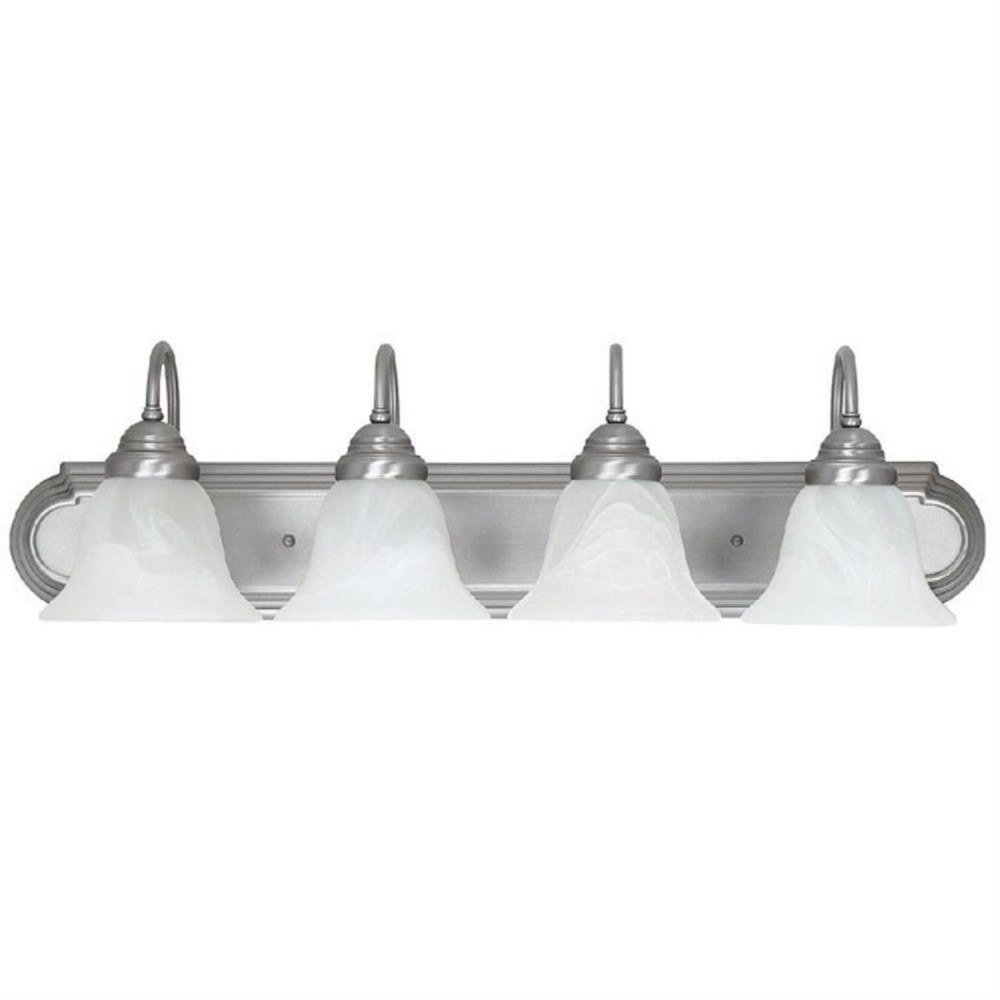 Capital Lighting-1164MN-118-4 Light Transitional Bath Vanity Approved for Damp Locations - in Transitional style - 30 high by 8 wide   Matte Nickel Finish with Faux White Alabaster Glass