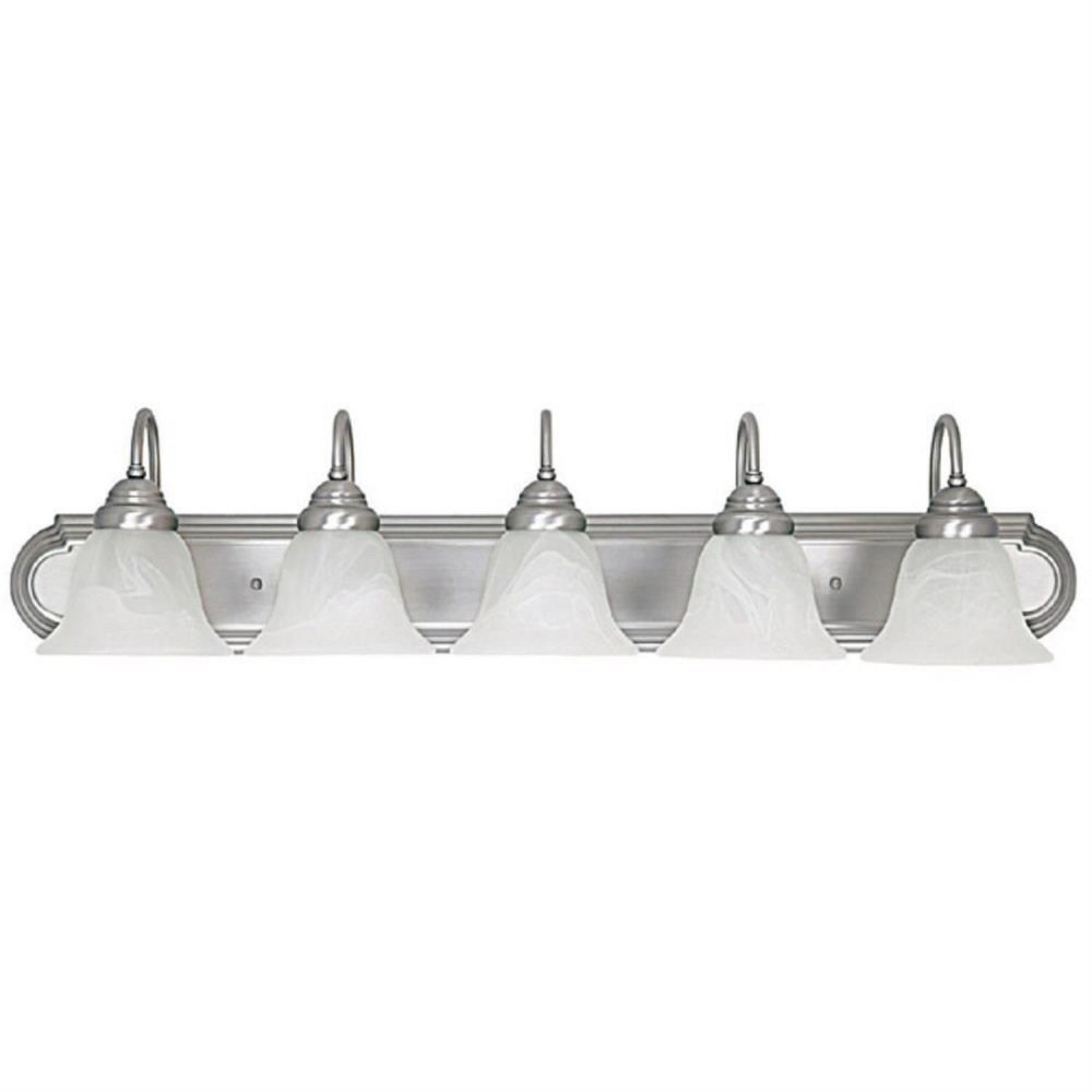 Capital Lighting-1165MN-118-5 Light Transitional Bath Vanity Approved for Damp Locations - in Transitional style - 36 high by 8 wide   Matte Nickel Finish with Faux White Alabaster Glass