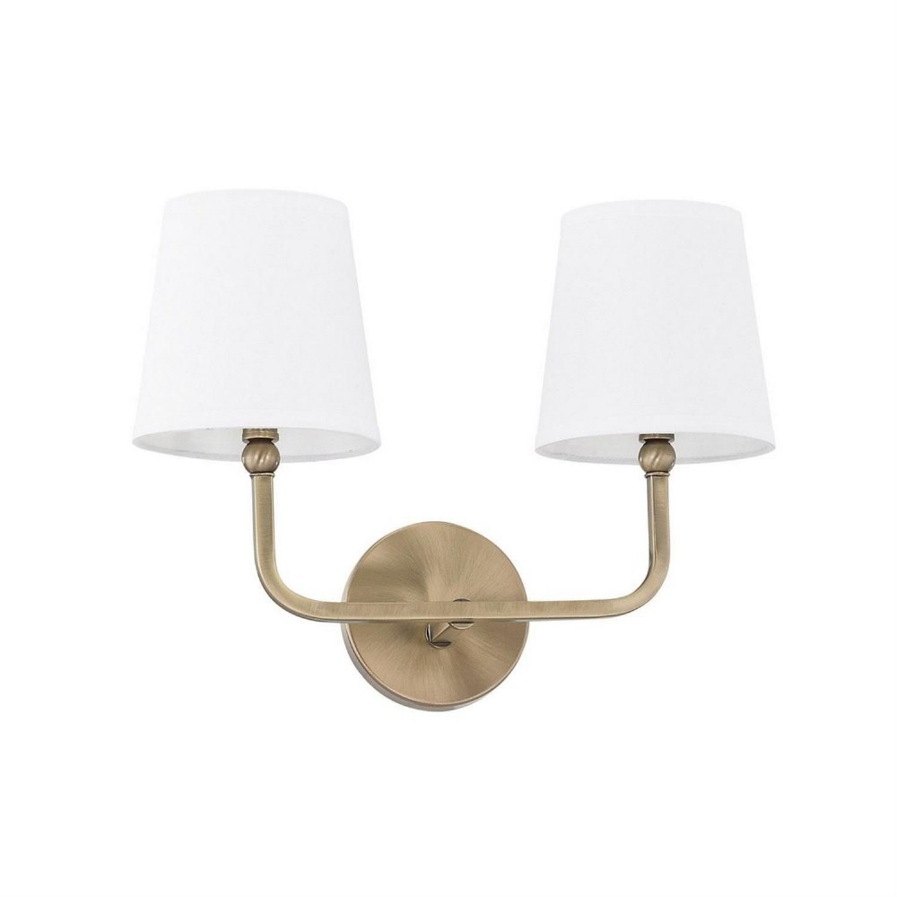 Capital Lighting-119321AD-674-Dawson - 2 Light Transitional Bath Vanity Approved for Damp Locations - in Transitional style - 16 high by 12 wide   Aged Brass Finish with White Fabric Shade