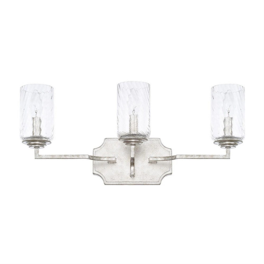 Capital Lighting-119631SP-419-Oxford - 3 Light Transitional Bath Vanity Approved for Damp Locations - in Transitional style - 22 high by 9.25 wide   Silver Patina Finish with Clear Swirl Glass