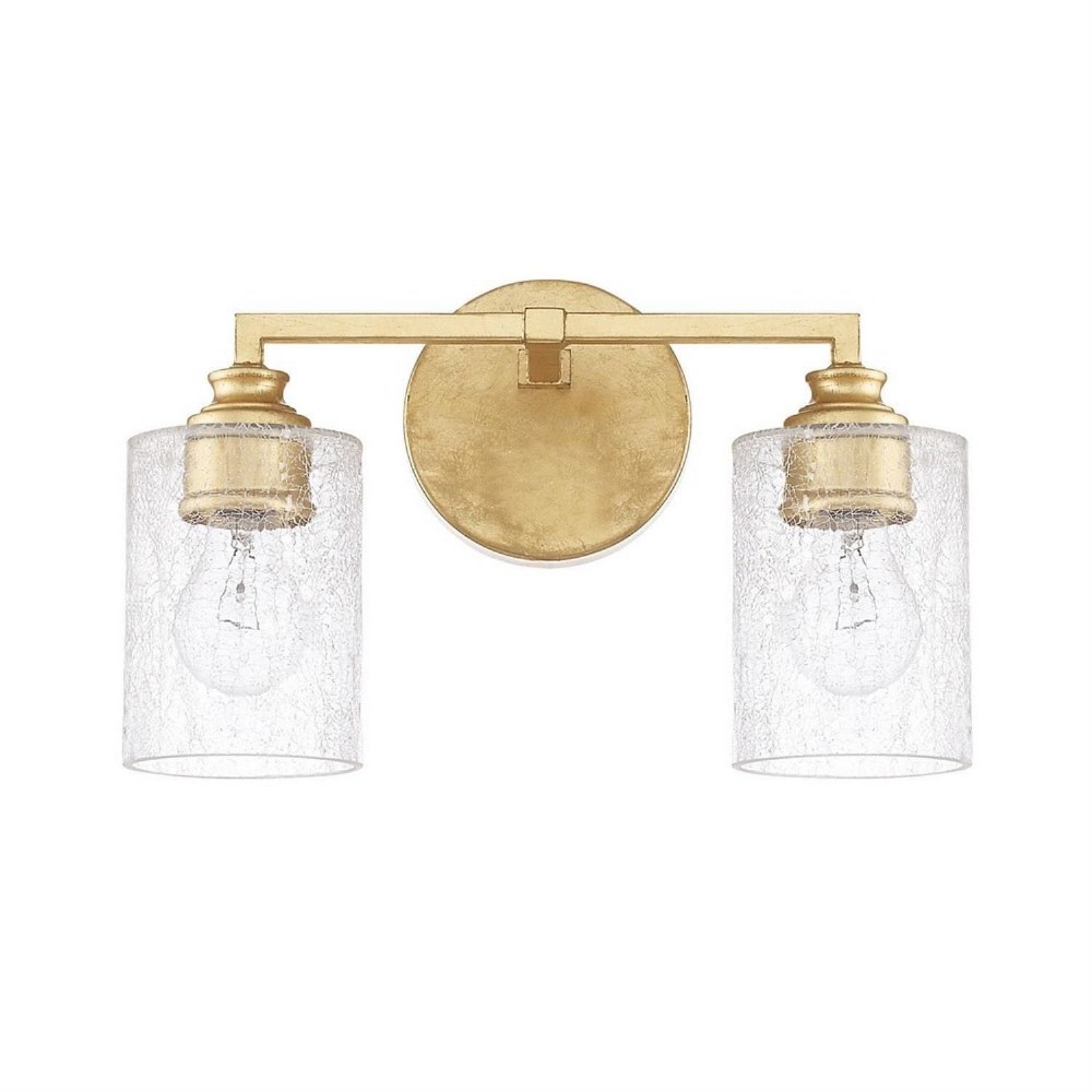 Capital Lighting-120521CG-422-Milan - 2 Light Modern Bath Vanity Approved for Damp Locations - in Modern style - 13.25 high by 9 wide   Capital Gold Finish with Iced Glass