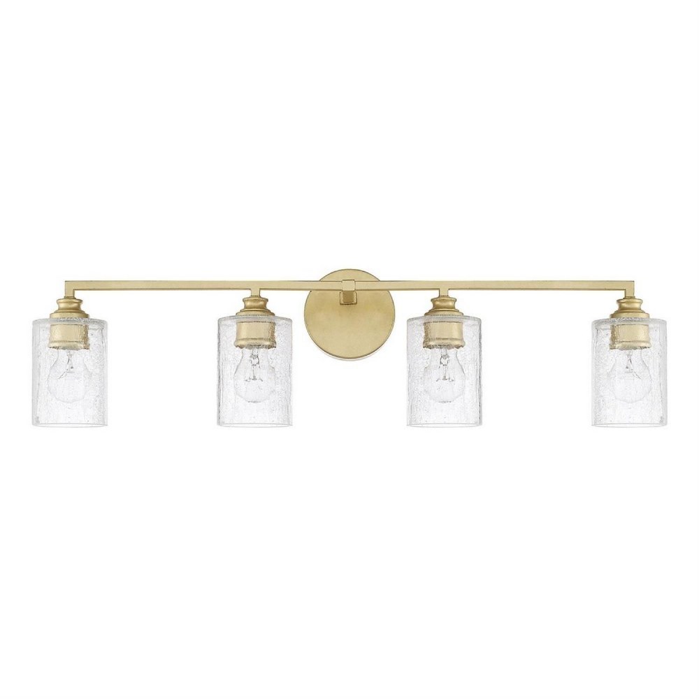 Capital Lighting-120541CG-422-Milan - 4 Light Modern Bath Vanity Approved for Damp Locations - in Modern style - 33 high by 9 wide   Capital Gold Finish with Iced Glass