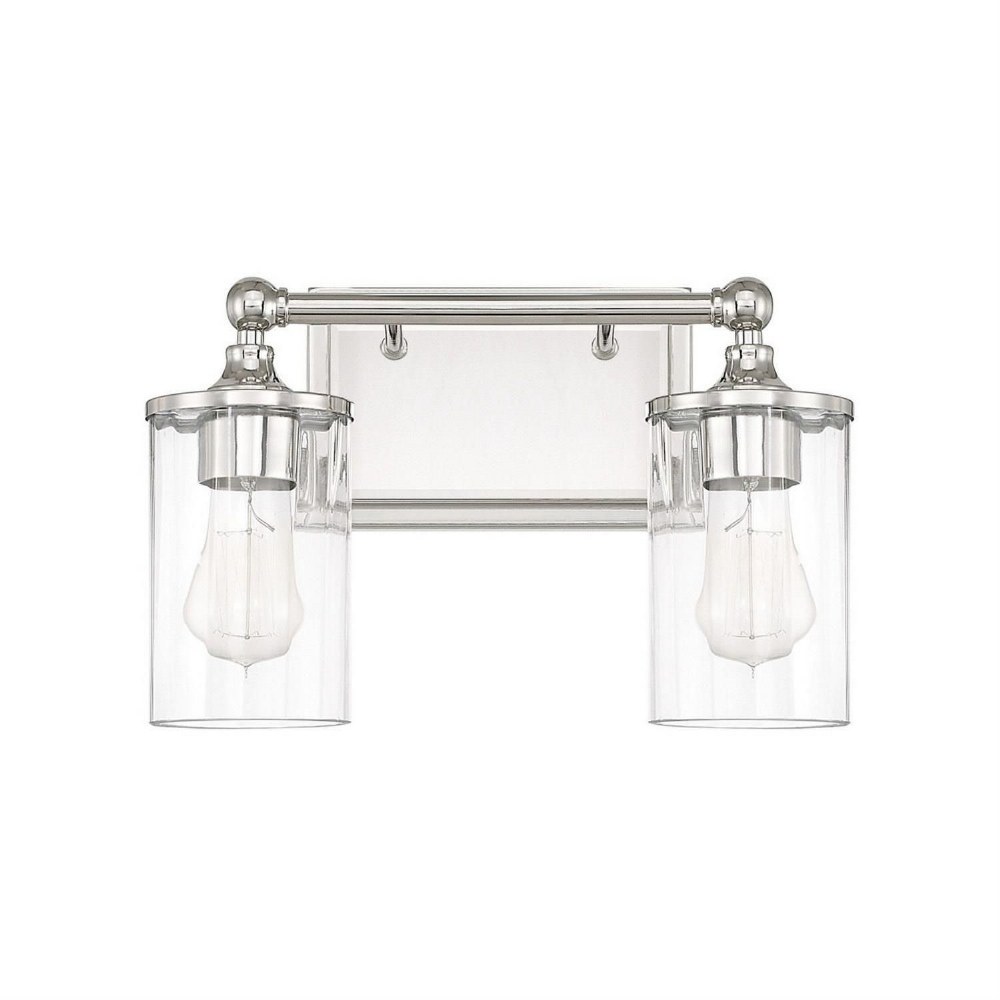 Capital Lighting-120721PN-423-Camden - 2 Light Industrial Bath Vanity Approved for Damp Locations - in Industrial style - 13.75 high by 9.25 wide   Polished Nickel Finish with Clear Beveled Glass