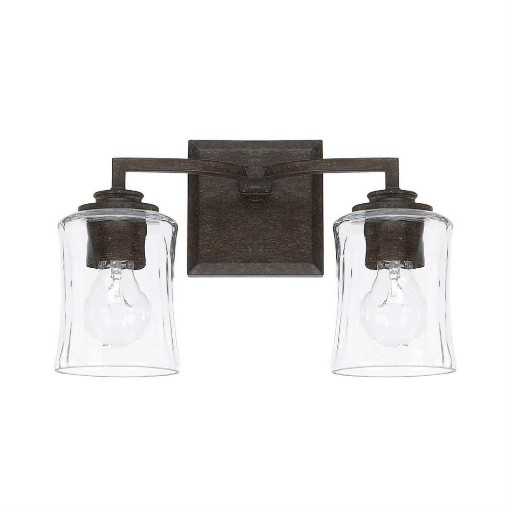 Capital Lighting-120921RB-425-Porter - 2 Light Transitional Bath Vanity Approved for Damp Locations - in Transitional style - 14.25 high by 9 wide   Renaissance Brown Finish with Clear Watered Glass