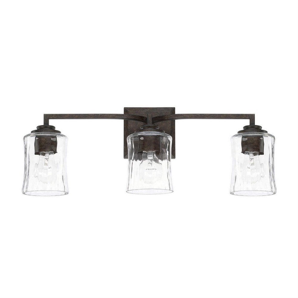 Capital Lighting-120931RB-425-Porter - 3 Light Transitional Bath Vanity Approved for Damp Locations - in Transitional style - 24 high by 9 wide   Renaissance Brown Finish with Clear Watered Glass