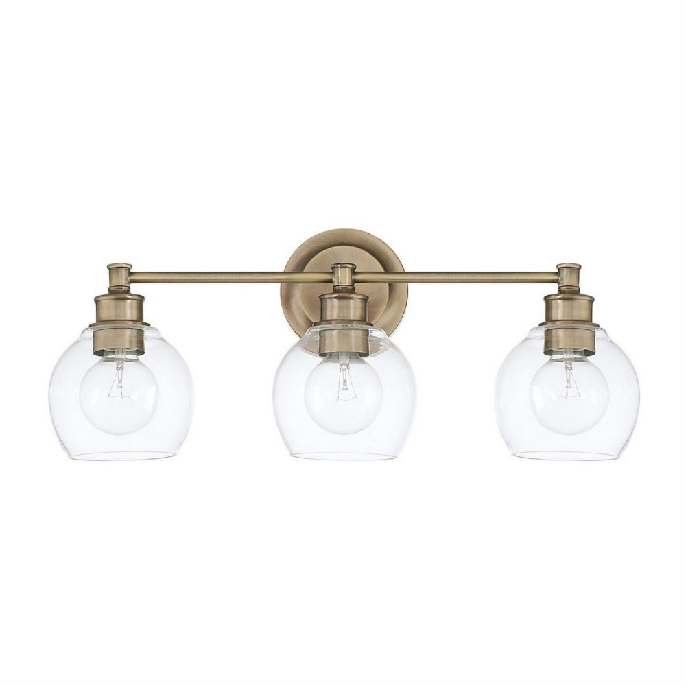 Capital Lighting-121131AD-426-Mid-Century - 3 Light Transitional Bath Vanity Approved for Damp Locations - in Transitional style - 23.5 high by 9.75 wide Aged Brass  Polished Nickel Finish with Clear 