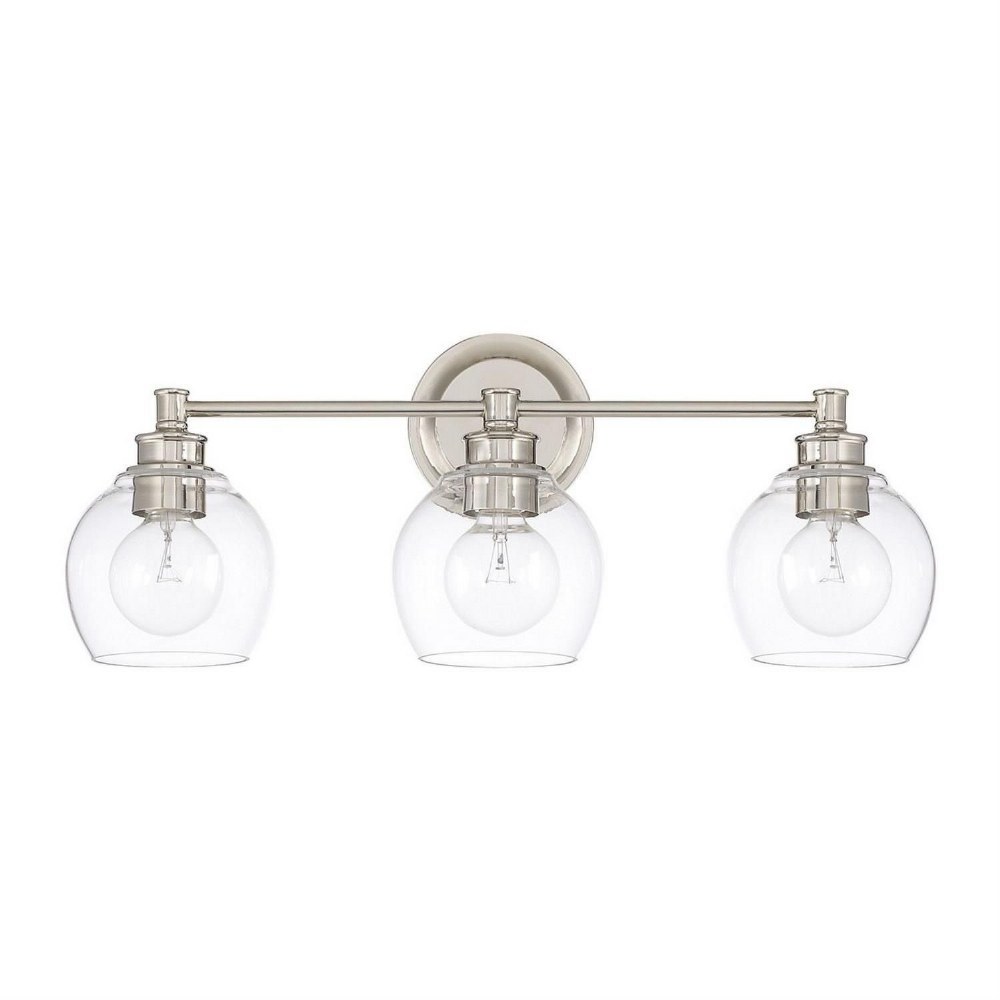 Capital Lighting-121131PN-426-Mid-Century - 3 Light Transitional Bath Vanity Approved for Damp Locations - in Transitional style - 23.5 high by 9.75 wide Polished Nickel  Polished Nickel Finish with C