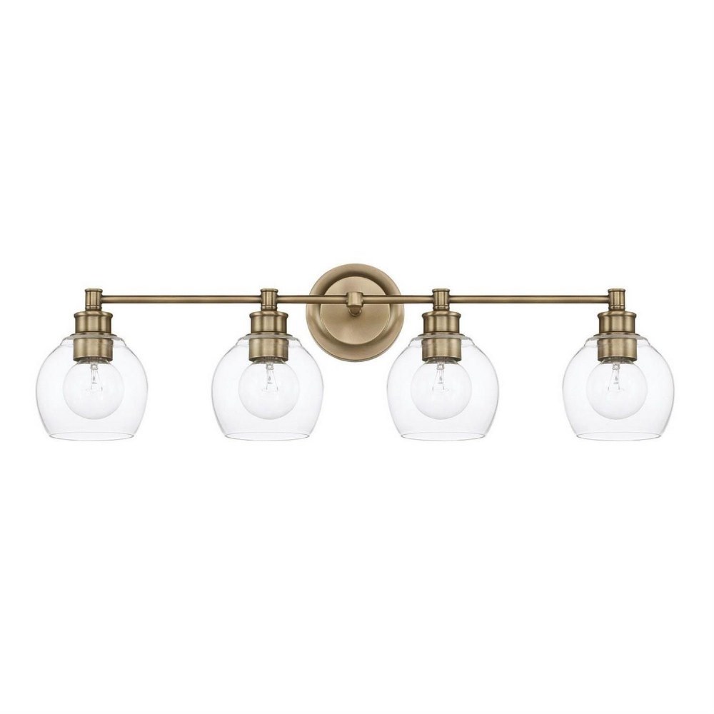 Capital Lighting-121141AD-426-Mid-Century - 4 Light Transitional Bath Vanity Approved for Damp Locations - in Transitional style - 32 high by 9.75 wide Aged Brass  Polished Nickel Finish with Clear Gl