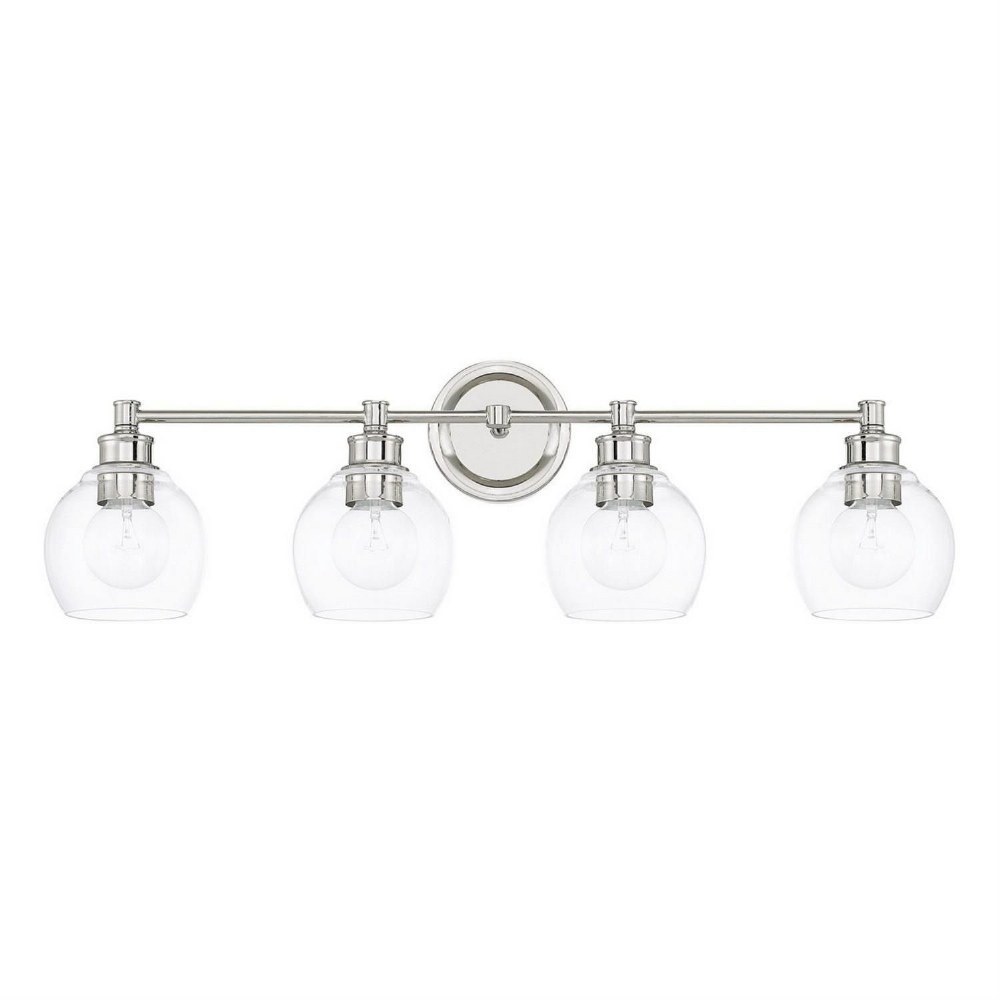 Capital Lighting-121141PN-426-Mid-Century - 4 Light Transitional Bath Vanity Approved for Damp Locations - in Transitional style - 32 high by 9.75 wide Polished Nickel  Polished Nickel Finish with Cle