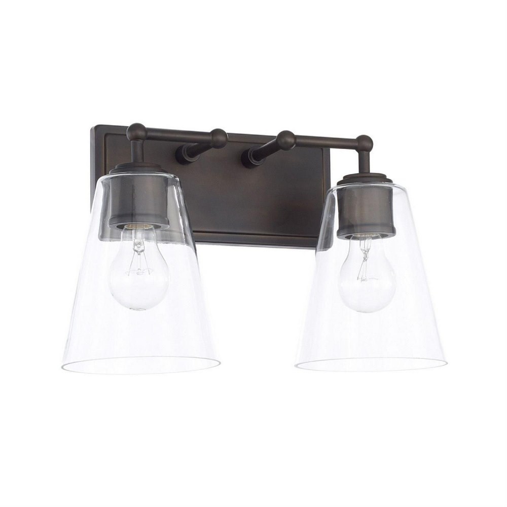 Capital Lighting-121721OB-431-2 Light Transitional Bath Vanity Approved for Damp Locations - in Transitional style - 11 high by 4.5 wide Old Bronze  Polished Nickel Finish with Clear Glass