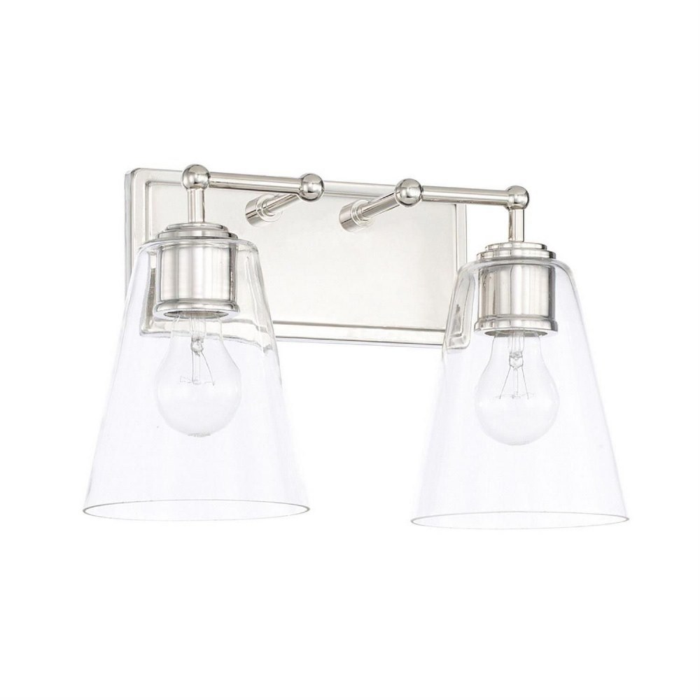 Capital Lighting-121721PN-431-2 Light Transitional Bath Vanity Approved for Damp Locations - in Transitional style - 11 high by 4.5 wide Polished Nickel  Polished Nickel Finish with Clear Glass