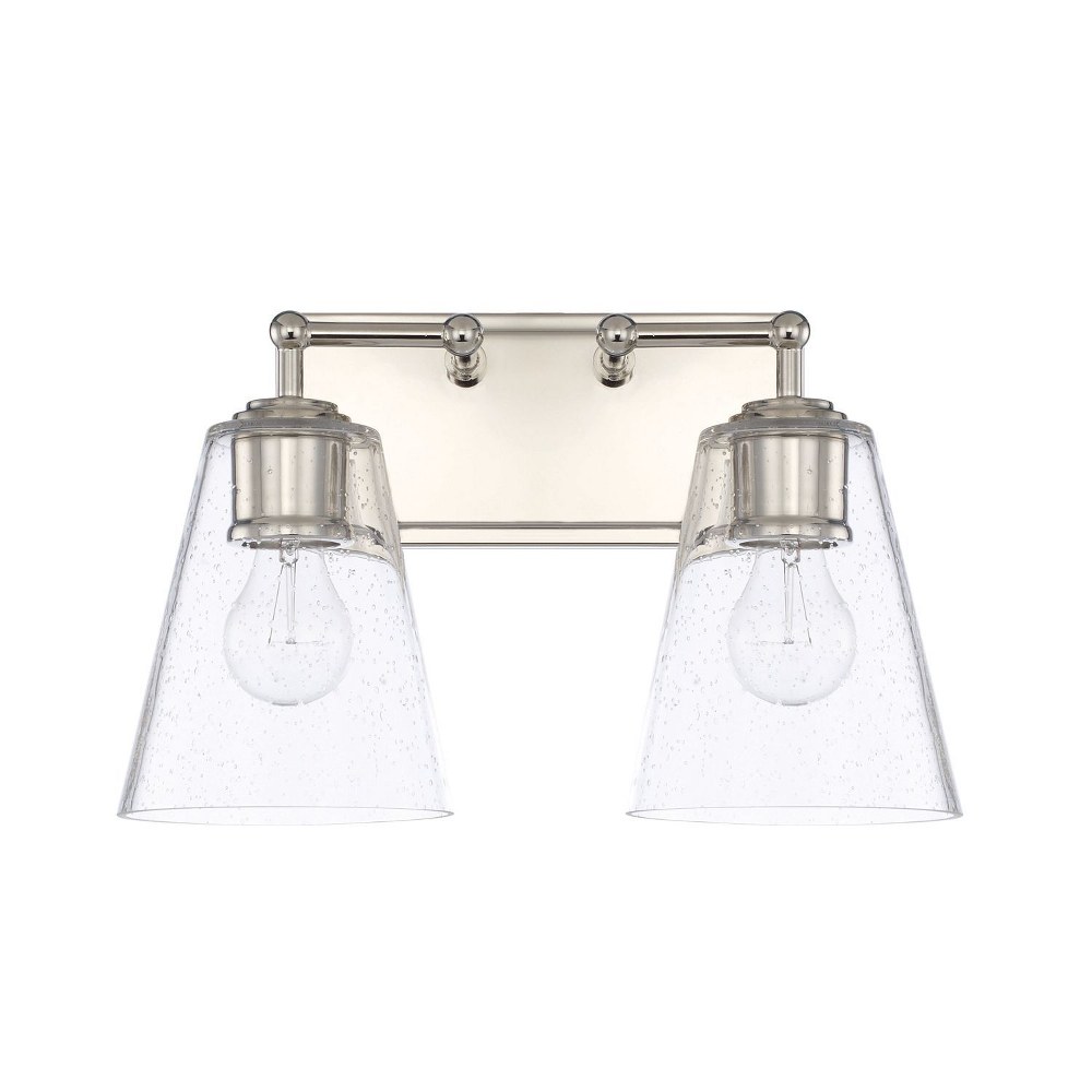 Capital Lighting-121721PN-463-2 Light Transitional Bath Vanity Approved for Damp Locations - in Transitional style - 14.75 high by 9.5 wide Polished Nickel  Polished Nickel Finish with Clear Glass