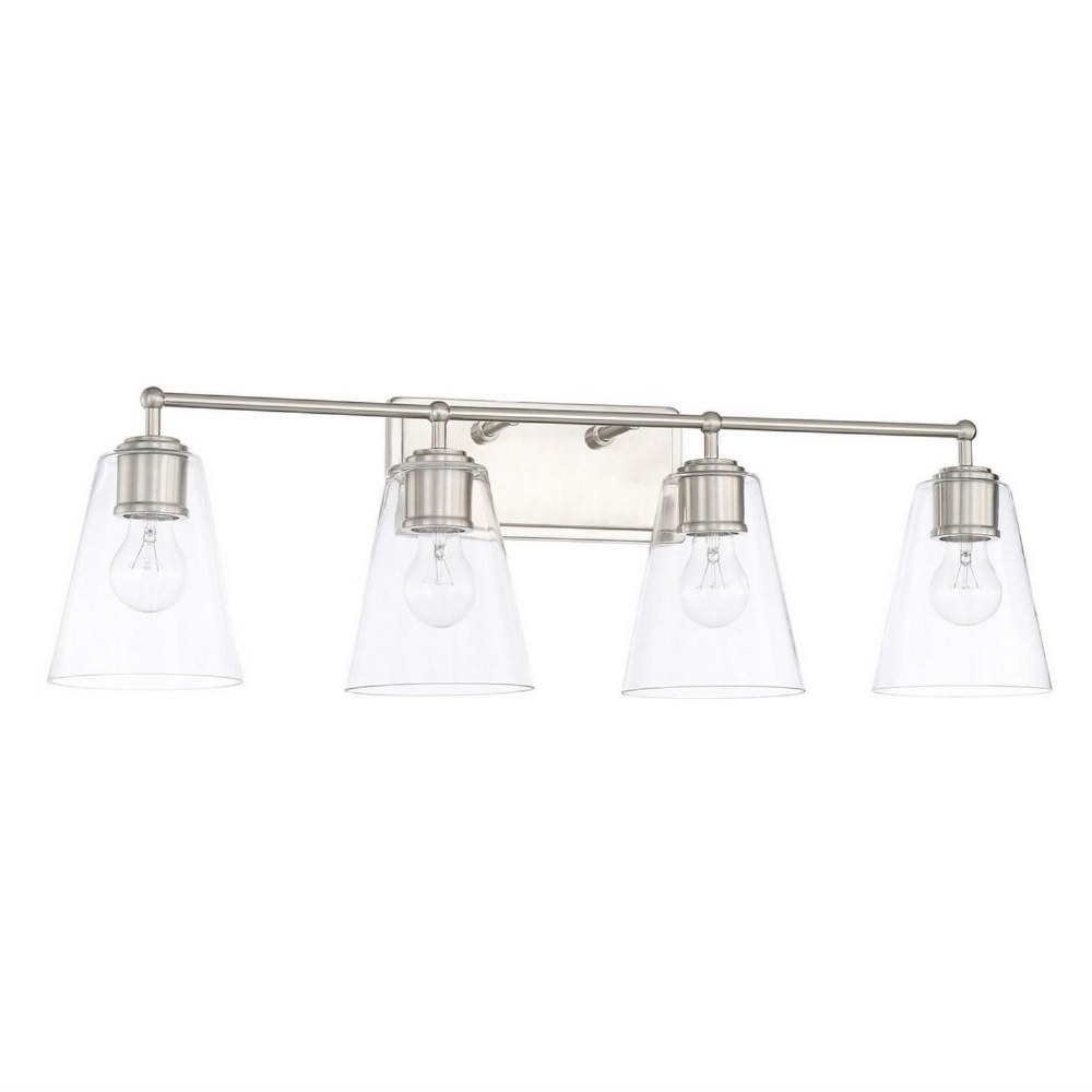 Capital Lighting-121741BN-431-4 Light Transitional Bath Vanity Approved for Damp Locations - in Transitional style - 32.5 high by 9.5 wide   Brushed Nickel Finish with Clear Glass