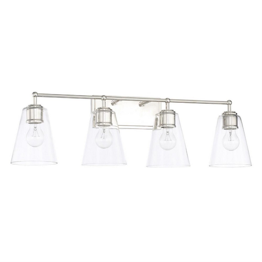 Capital Lighting-121741PN-431-4 Light Transitional Bath Vanity Approved for Damp Locations - in Transitional style - 32.5 high by 9.5 wide   Polished Nickel Finish with Clear Glass