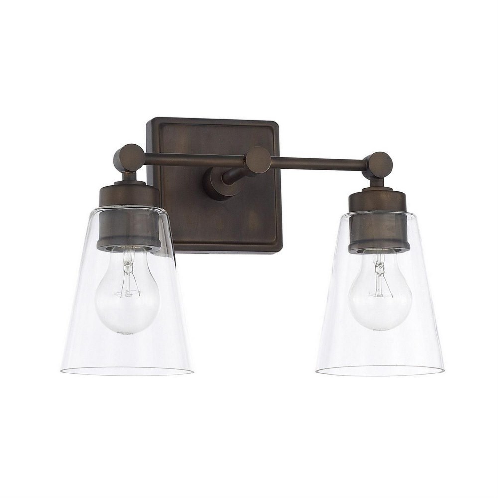 Capital Lighting-121821OB-432-2 Light Transitional Bath Vanity Approved for Damp Locations - in Transitional style - 14 high by 10 wide   Old Bronze Finish with Clear Glass
