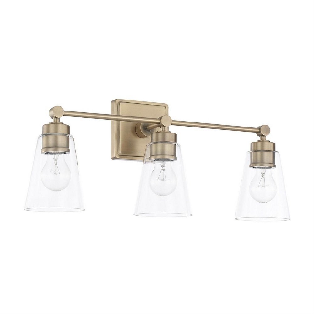 Capital Lighting-121831AD-432-Rory - 3 Light Bath Vanity Aged Brass  Polished Nickel Finish with Clear Glass